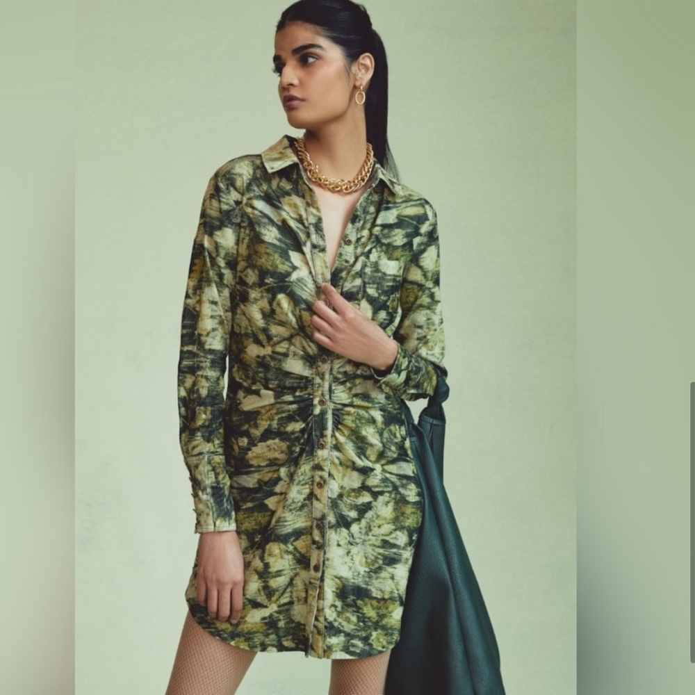 ♥️… Anthropologie Pilcro Green Corduroy Button Dress